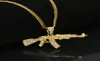 Guld Iced Out AK47 Pendant Necklace For Mens Fashion Hip Hop Jewelry Cuban Link Chain Halsband4233672