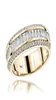 Longrui lumière luxe mode 14K or trois drain diamant bague alternative simple247d2439590