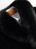 Mauroicardi hiver Long noir épais chaud moelleux fausse fourrure manteau hommes avec col de fourrure de renard simple boutonnage grande taille vêtements d'extérieur 5xl 231226