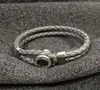 Bracelets classiques en cuir véritable pour hommes, à la mode, en acier inoxydable, serti de pierre d'agate, longueur 2050cm, non avec boîte 9969114