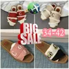 Slides Slides Ch Sandles Womens Lady Sandals Fluffy Flafy Slide Beige White Pink Lite Littering Canvas Slippers Fuzzy Fur Slippers Eur 34-42