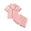 Momlover Children 's Pajama Set Summer Home Wear 소년 및 여자 에어컨의 옷의 방울 반바지 231226