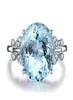 European and American fashion natural sea blue topaz butterfly ring plated with platinum and inlaid with zircon ring2678014