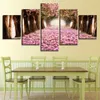 5 Pieces Cherry Blossoms Forest Path Modular Canvas Wall Art Pictures HD Prints Painting Home Decor Flowers Trees Nature Poster 231225