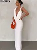 Casual jurken Eachin swingende kraag mouwloze bodycon maxi-jurk dames zomer sexy backless elegante feestclubwear wit