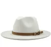 Vintage Fedora Hat Men Women Imitation Woolen Elegant Lady Wide Brim Jazz Panama Sombrero Cap M031983594