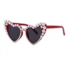 قلوب فاخرة نظارة شمسية الإطار الحلوى مع اللؤلؤ الاصطناعي الكامل الموضة نظارات الشمس