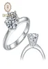 Gem039s ballet 925 prata esterlina moissanite anel 1ct 2ct 3ct redondo moissanite diamante solitaire anéis de noivado para mulher13172792