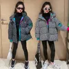 Winter Shiny Plaid Jacket for Girls Hooded 90% Real Down Thicken Warm Children Girls Coat Kids Teenage Parkas Outerwear 231226