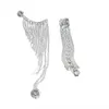 Luxury Asymmetric Shiny Rhinestone Long Tassel Drop Earrings Oversize Crystal Clip Earring Wedding Jewelry Valentine's Day Gift 231225