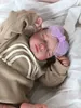 49cm 이미 페인트 칠한 Bebe Reborn Doll Loulou 신생아 수면 인형 소프트 비닐 3D 피부 톤 보이는 정맥 선물