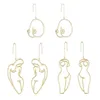 3 par Artsy Abstract Lady Breast Statement Hoop Earrings Kit Hollow Wire Outline Female Body Boob Earrings Kit Jewelry1328a