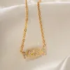 Pendentif Colliers ALLME Non Ternish Strass Lettre 18k Or PVD Plaquage Titane Acier Collier Ras Du Cou Pour Femmes Cadeaux