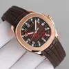 Złote męskie zegarki Elegancki ruch automatyczny Pat 40 mm Wygodny gumowy pasek wodoodporny automatyczne datę Luminous RandWatches2634