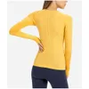 Lu Lu Align Camicia fitness Quick Crop Dry Top Camicette Manica lunga Abbigliamento sportivo Ritagliata Palestra Allenamento Sport Donna Yoga Limone LL donna