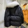 Annsirgra Winter Frauen Weiße Ente Unten Jacke Dicke Warme Lose Mantel Natürliche Echtpelz Kragen Luxus Oberbekleidung Mode 231225