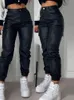 Y2k винтажные женские элегантные уличные брюки в стиле Харадзюку, черные брюки-карго, мотоциклетные брюки-шаровары из искусственной кожи с высокой талией, одежда для бега 231226