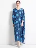 Fashion Loose Printing Dress Women V-Neck Batwing Sleeve Long Robes Casual Vestido Feminino Summer Elegant Boho Dresses