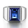 Victoria Wieck Mannen Mode-sieraden Solitaire 10ct Blauwe Saffier 925 Sterling zilver Gesimuleerde Diamond Wedding Band vingerring Gif2032