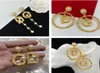 Luxurious Hoop Earring Studs Crystal Diamonds EarringsLetters white pearls pendants 18K gold plated Anti allergy women's Ear Clip Jewelry Gifts DER1 --133018676