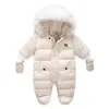 Born Baby costume rompers Winter Toddle Jumpsuit Hooded Inside Fleece Girl Boy Clothes Autumn Overalls Children Outerwear 231226