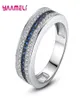 Anéis de cluster na moda azul topázio 925 prata esterlina mulher homens s925 anel gemstone rosa safira festa jóias bague9678955