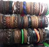 Hela 100st män kvinnor vintage äkta läderarmband surfer manschett armband fest gåva blandad stil mode smycken lots8051291