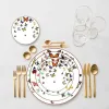Ny keramikfack Steak Flat Plate Dish Gold Rim Table Butter Futterfly Pure White Table Cake Plate Home Dining Bone China Plate FY8456 1226
