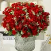Dekoracyjne kwiaty fałszywe eleganckie sztuczne hortensja róży do aranżacji ślubnej ślubnej elementu Faux Silk Flower A