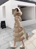 Högkvalitativ koreansk vinterdownjacka Long Coats Women Puffer White Duck ner med riktig rävpäls / faux päls krage outwear varm 231226