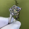 Choucong Luxury Jewelry Real 925 Sterling Silver Princess Cut White Topaz CZ Diamond Three Stone Gemstones Women Wedding Bridal Ri164o