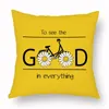 Kudde 45x45cm Daisy Pillow Case Peach Skin Yellow Flower Creative Text Cover