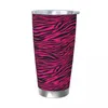 Gobelets gothique rose zèbre rayures gobelet isolé avec couvercle en acier inoxydable tasses à café bureau maison voiture bouteille tasse 20oz