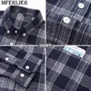 Men's Dress Shirts Autumn Spring Winter Men Plaid Long Sleeve High-quality Cotton Shirt Plus Size 12XL 10XL 78 76 74 72 70 Pockets