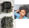 Brazilian natural grey ponytail hairpiece silver grays drawstring clip in human hair kinky curly salt and pepper highlights gray p3383316