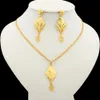 Dubai Gold Color Necklace Jewelry Set for Women Dangle Earrings and Bridal Weddings Engagement Jewellery Gift 231226