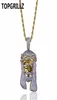 TOPGRILLZ Gold Color Plated Iecd Out HipHop Micro Pave CZ Stone Pharaoh Head Pendant Necklace With 60cm Rope Chain1635954