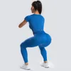 Skjortor 2/4st Yoga Set Women Front Zipper Bra Top Shirts High midja Drawring Seamless Leggings Gym Shorts Workout Outfits Tracksuit