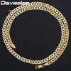 Davieslee Silver Color Yellow Gold Filled Halsband för herrkedja Hammerad Cut Round Curb Cuban Link 6mm264n