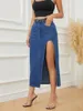 Saias 2024 Chegada Mulheres Irregular Slit Denim Saia Moda Solta Sexy Mid-Length Jeans Casual Senhoras Roupas XS-L