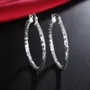 Orecchini pendenti in argento sterling 925 da 40 mm con motivo a reticolo a cerchio per le donne, regali per feste, fidanzamento, matrimonio, gioielli di moda