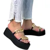 Pantofole da donna con zeppa, catena trasparente, piattaforma alla moda, sandali in PVC, punta aperta, design da donna