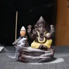 Elefantgud Ganesha Back Flow Censer Purple Clay Buddhist Home Decor Rökelse Clay Tea Pet Budda Decorativo Wholesale 231225