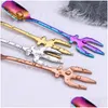 Arts And Crafts Stainless Steel Dessert Spoon 7 Colors Ice Cream Spoons Coffee Mti Function Kitchen Accessories Flatware Fruit Fork Dr Otgsr