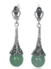 Sällsynt 925 Sterling Silver Natural Green Gem Beads Marcasite örhängen 145quot3552931