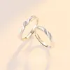 Cluster Rings Geometry Mobius Set Micro Inlay Zircon Couple Ring For Men And Women Unique Design Light Luxury Simple Open Gifts