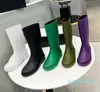 Designer-Stiefel, Damen-Regenstiefel, dicker Absatz, dicke Sohle, Stiefeletten, Gummistiefeletten