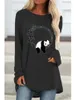 Kvinnors tröjor Söta panda 2023 Autumn/Winter 3D Printing Solid Color Fashion T-shirt rund nacke Pullover Löst casual skjorta plus storlek