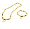 Men And Women Jewelry Set Silver Gold Stainless Steel Round Beads Lock Key Oil Pearl Bracelet Necklace5414172