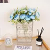 Dekoratif Çiçekler Yapay Çiçek İpek Çay Gül Bouque Ev Dekoru Gelin için Düğün Buket Diy sahte düzenleme